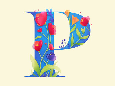 P Flower floral flower illustration p