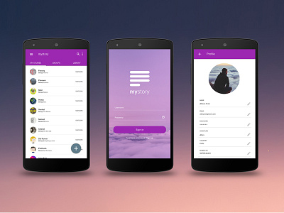 mystory andriod app design app design mobile app