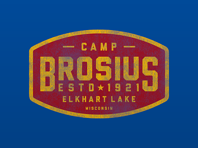 Brosius Patch badge brosius camp elkhart lake hat lockup patch texture typography wisconsin