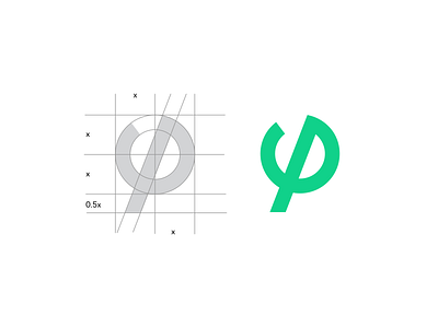 Point branding grid identity letter logo logomark monogram p symbol