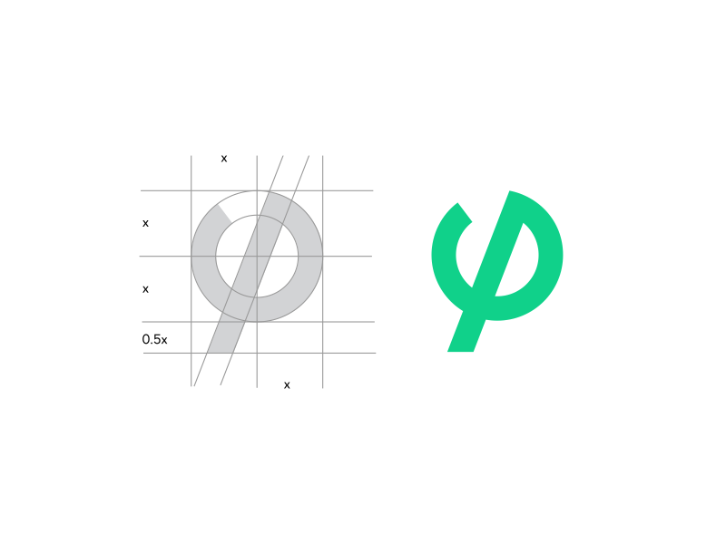 Point identity grid branding monogram letter p symbol logomark logo