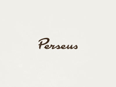 Perseus 1960 1970 bold brush custom disco greek hand lettering logo old perseus script simple wordmark