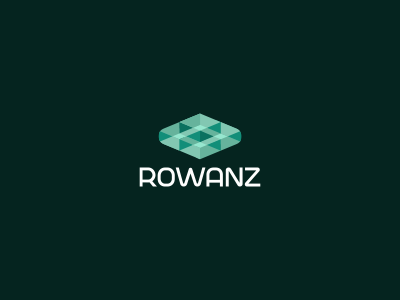 Rowanz box green hosting icon internet logo mark r symbol triangles type typo typography