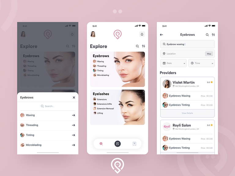 Pampr (eyebrows, Eyelashes) Mobile App Design By Agile Larks 🔥 On Dribbble