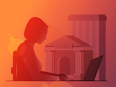 Transferring funds bank bills design flat illustration pay vector wip women