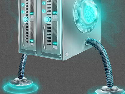Supa Server futuristic glow illustration nuclear rack server steel