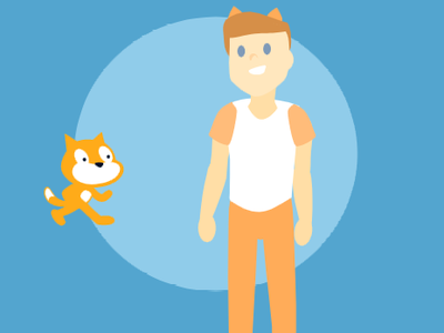 Scratch Cat = Human design icon illustration logo scratch vector