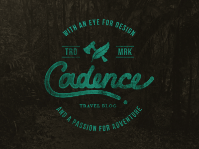 Cadence Logo adventure blog cadence handwritten lettering logo script seal trademark travel typography vintage