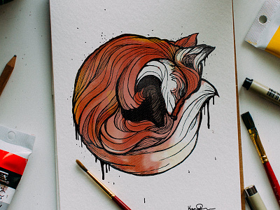 F is for Fox animal circle drip fox graffiti ink instagram nature sketch sketchbook workspace
