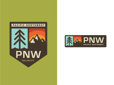 Pacific Northwest kysondana logo mountain pine pnw retro solarcity sun sunrise tree vintage west is best