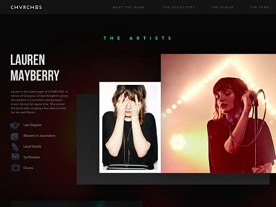 CHVRCHES Website band chvrches concert dark grid homepage icons music scroll ui ux web design