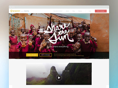 Share the Sun africa charity cta fundraise homepage landing non profit solar ui ux web design website