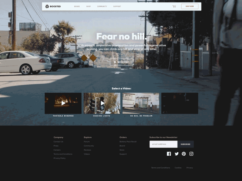 Boosted Boards Video Landing Page