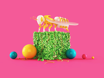 Big Bee 3d 3d art 3d illustration abstract bee colorful design digitalart illustration nature