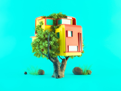 Tree House 3d 3d art 3d illustration abstract colorful design digitalart illustration minimal tree house