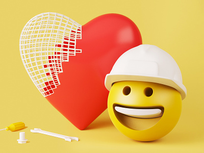 Building Heart 3d 3d art 3d emoji 3d illustration abstract building heart colorful design digitalart heart illustration