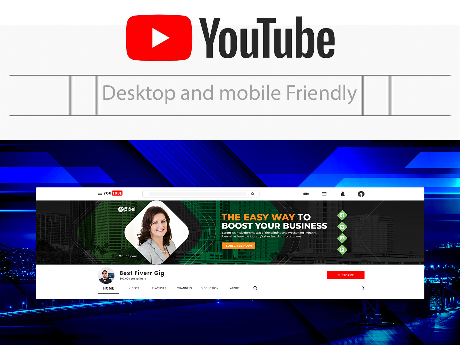 youtube channel banner template design free dawnload by Free mockup