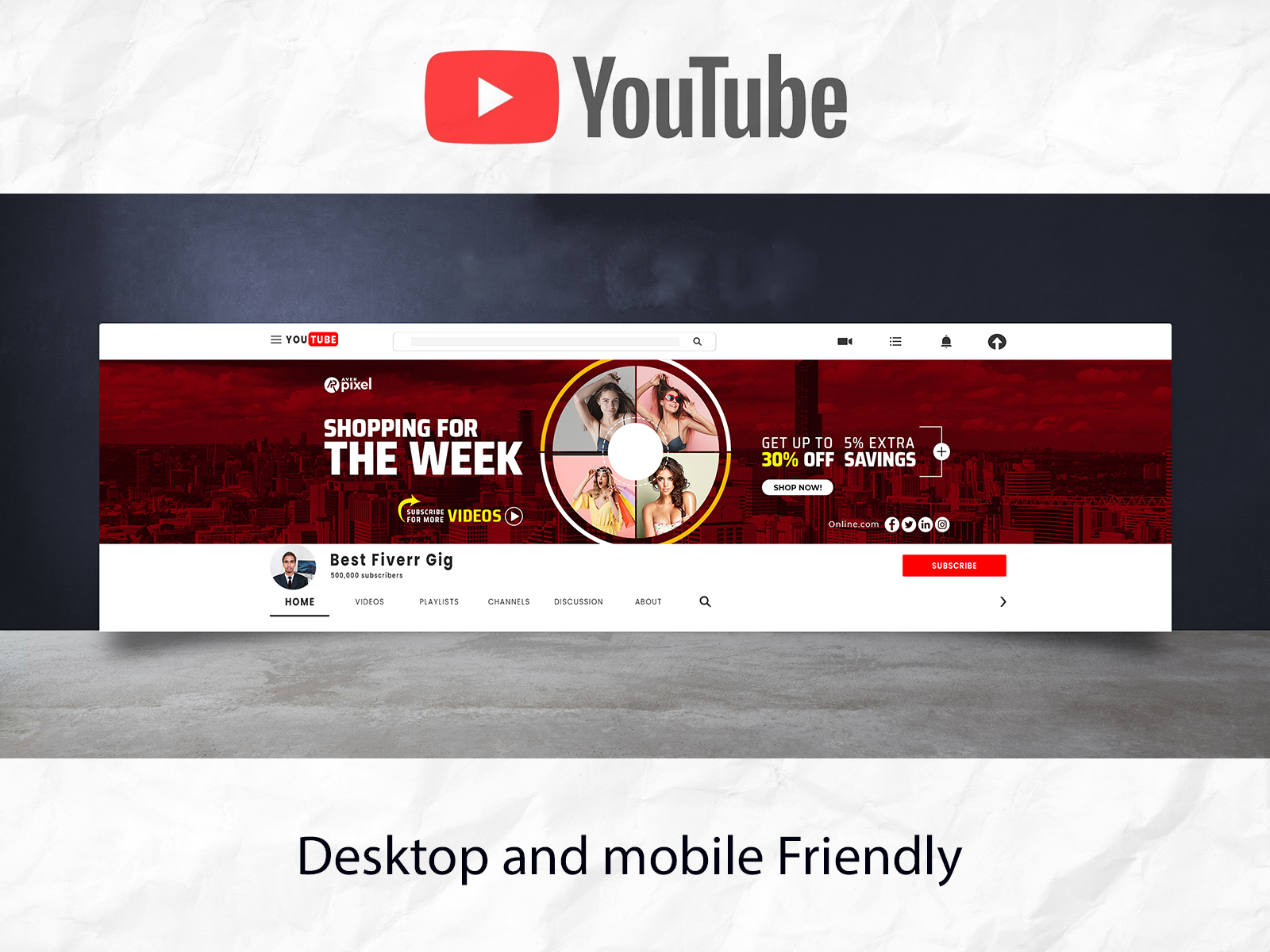Shopping youtube channel banner template design free dawnload by With Yt Banner Template
