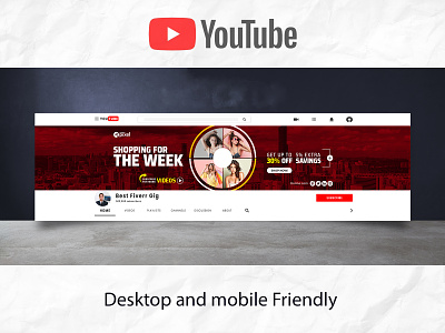 Shopping youtube channel banner template design free dawnload