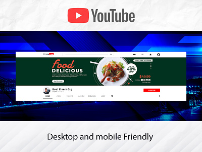 food youtube channel banner art, cover design template