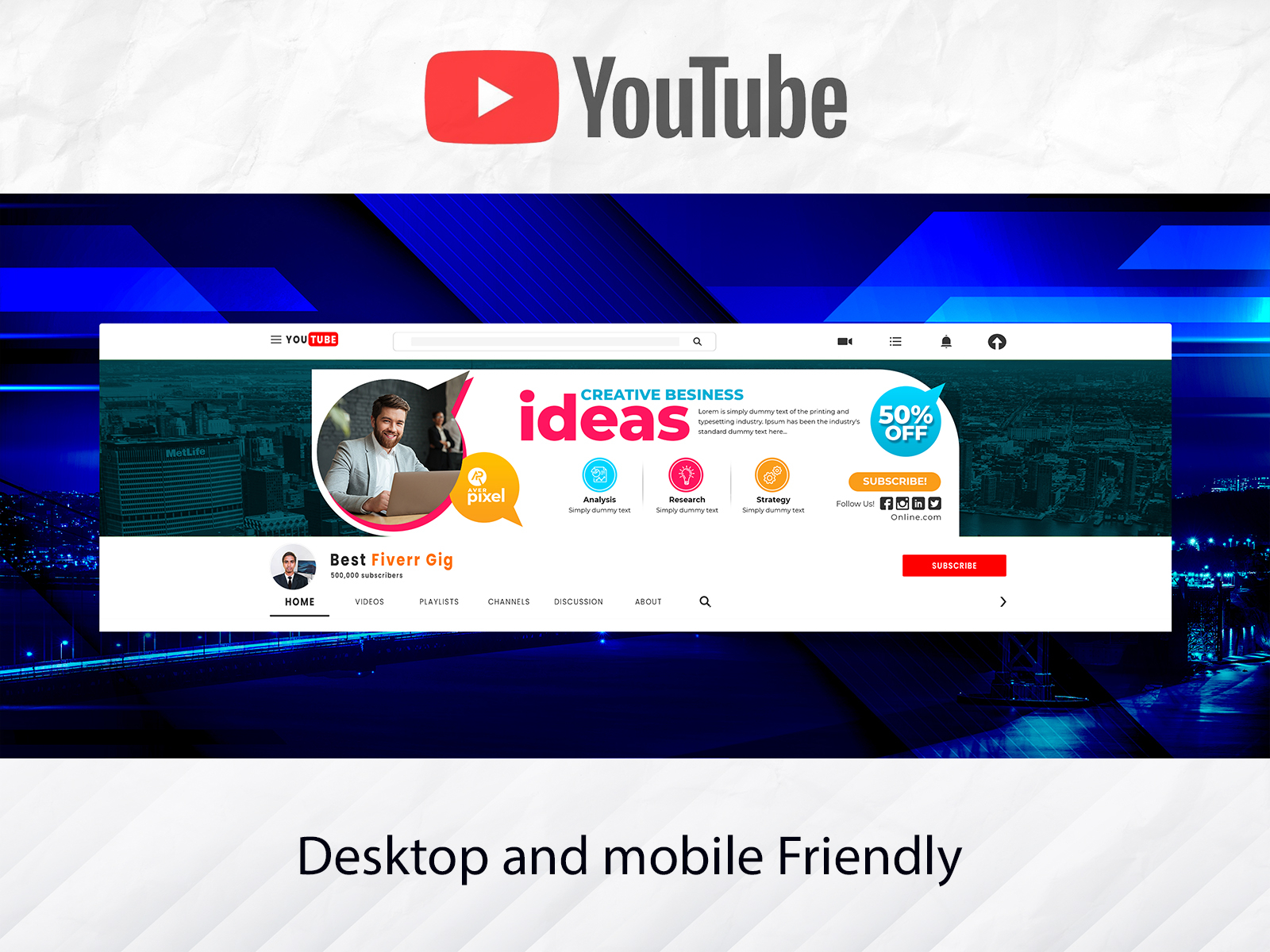 Creative Business Idea Youtube Channel Banner Art Deasin By Free Mockup Download On Dribbble
