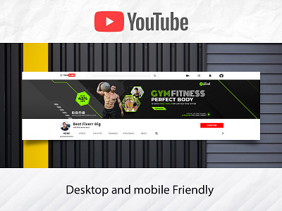 Gym youtube channel art banner design 2021