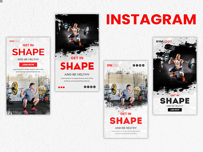 Gym fitness instagram story design ads banner facebook free mockup psd instagram instagram banner instagram post instagram stories instagram template logo template ui web banner