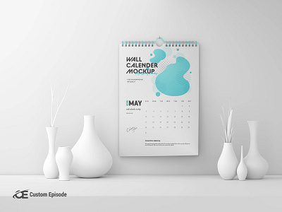 Wall Calendar mockup PSD Free Download 3d a3 animation branding graphic design logo ui