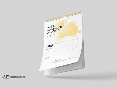 Realistic Wall Calendar Mockup Free Download