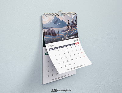 Free Download Wall Calendar mockup 3d a3 animation branding graphic design logo motion graphics ui