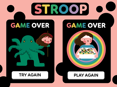 Stroop Game End Screens adobe illustrator design flat design game over graphic design graphic illustration graphicdesign illustration stroop