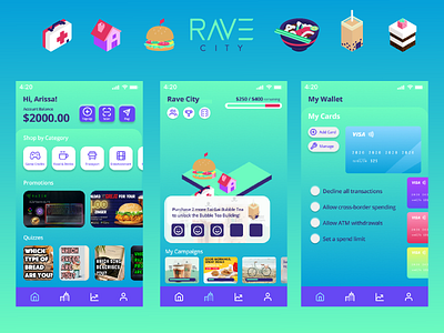 Rave City -- Razer Digital Hackathon 2020 adobe adobe illustrator adobe illustrator cc figma graphic illustration isometric ui ux ui ux design ui ux designer uidesign