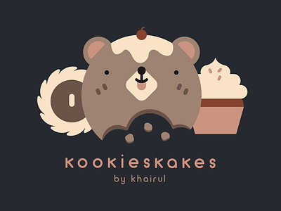 kookieskakes logo adobe illustrator bear bear logo cake logo cakes cookie logo cookies digital art flat design graphic illustration graphicdesign illustration kookieskakes logo logo design logo designer