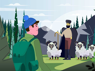 Landscape with the sheeps 2d animation 2d character animation design explainer explainer video illustration motion animation motion design vector