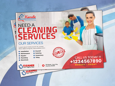 Cleaning Service postcard Design branding design illustration illustrator lettering logo minimal typography ui ux