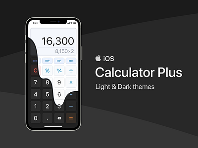 iOS Calculator Plus - Light & Dark themes apple calculator dark day ios iphone light liquid mobile mockup night theme ui