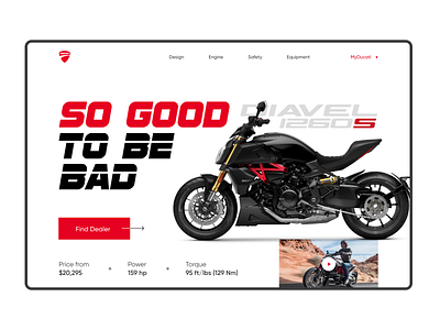 Ducati Diavel Motorcycle promo screen bike branding design italy moto site sport ui uxui uxuidesign webdesign