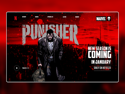 Concept screen for "The Punisher" series comic art comics design graphic hollywood movie ux webdesign webdesigner