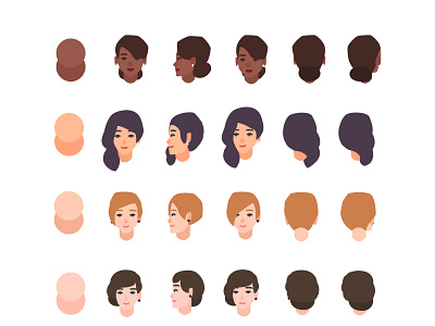 Set of avatars of happy people of different races and age wo