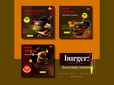 Food menu and delicious restaurant burger social media post app branding design icon illustration logo typography ui ux vector