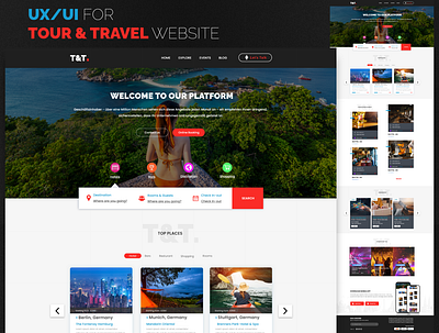 Tour & Travel Website UX/UI 3d animation app branding design graphic design icon illustration logo motion graphics typography ui ux vector