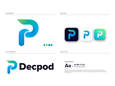 Decpod modern logo and brand identity design app appicon brandmark construction corporate d dp letter dp letter logo e commerce gradient logo logo logodesigner logomaker logos minimal minimalist modern modernlogo p