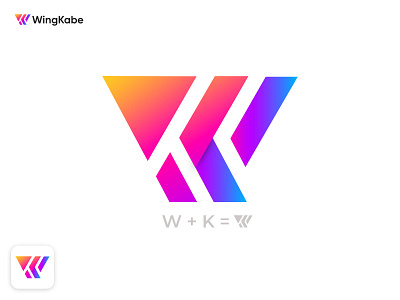 WingKabe modern wk letter logo design app appicon brand brand identity corporate e commerce gradient logo isometric logo logo design logodesigner logomaker logos minimalist modern logo technology wk wk letter wk letter logo