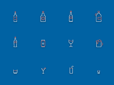 Alcohol icons alcohol beer beer bottle blue design icon icons design icons pack icons set illustration martini vector wine wine bottle