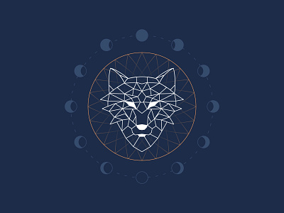 Spirit Wolf animal blue dark design illustration line lineart moon spirit spirit animal stroke vector wolf