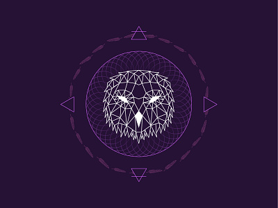 Spirit Owl animal bird dark design feather feathers flat illustration line line art minimal minimalism owl purple vector violet