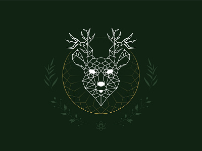 Spirit Deer adobe animal animal art anthem branch celtic dark deer design flat green illustration line art minimal olive print stag stroke tattoo vector