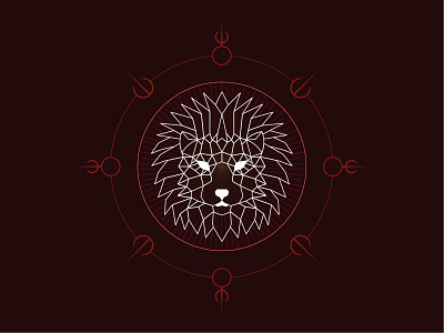 Spirit Lion animal cat dark design flat illustration line line art lion red tattoo tribe vector wild