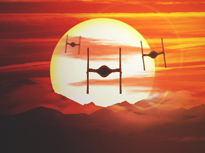 Recreation of the TIE Fighter Sunset from The Force Awakens digital art force awakens photoshop star wars