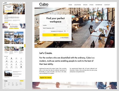 Cubo Work - website design for a modern workspace provider sketch uidesign ux design web design